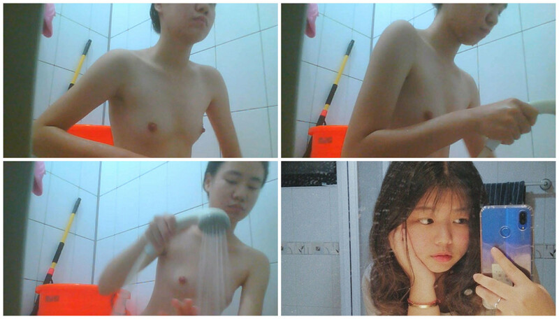 浴室暗藏摄像头偷拍表妹洗澡,脸上长满了青春痘,两只小娇乳和茂密的黑森林