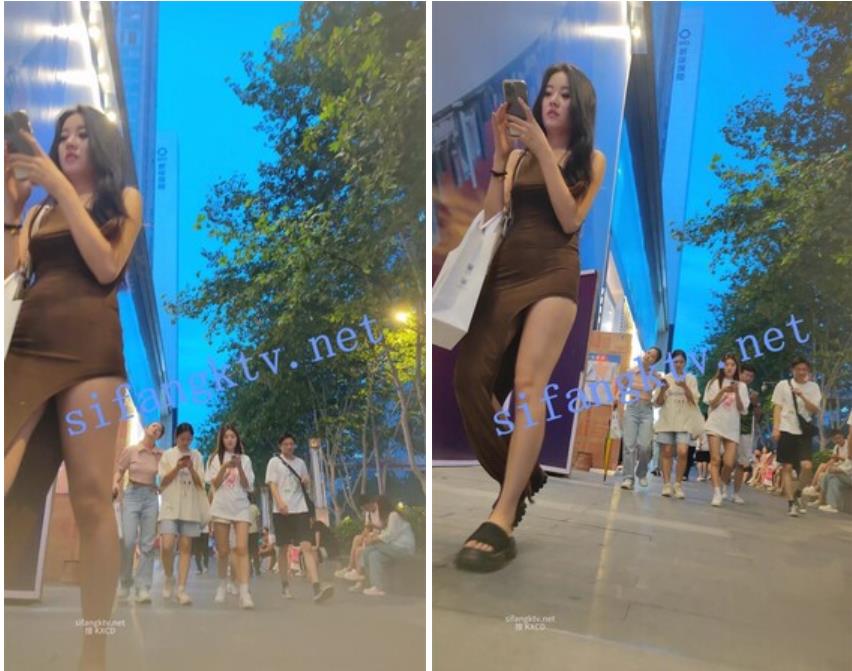 大神尾随偷拍美女裙底风光❤️棕色开叉裙身高170 极品美女盏灯底下抄底白内内